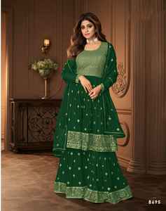 Costume de Salwar Georgette à feuilles persistantes spécial Eid avec fil et broderie Fournisseur indien à vendre - Product Image 3