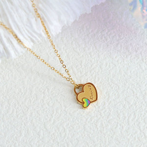 Collar de Joyería con Colgante de Corazón en Acero Inoxidable 316L, Resistente al Agua y al Deslustre, Chapado en Oro de 18k para Mujer - Product Image 4