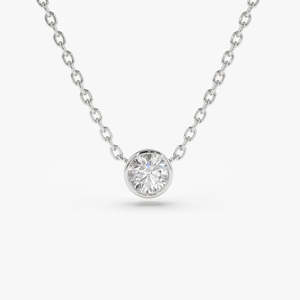 0,50-1,00 CTW 14K Ajuste de bisel Diamante redondo Lab Grown Solitaire Collar 14K Oro amarillo y blanco Regalo de cumpleaños para ella - Product Image 2