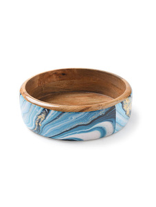 Polished Ivory Decorative Wooden Bowl Natural Crafts with Enamel Printing Mango Wood Bowl - Product Image 2