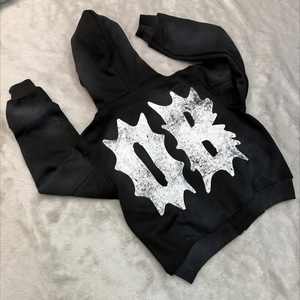 ชุดกีฬาสองชิ้นสำหรับผู้ชายชุดวอร์มผ้าฝ้ายปักลายปรับแต่งโลโก้ได้กางเกงขนแกะมีฮู้ด - Product Image 5