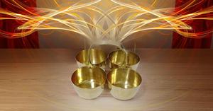 Brass Chowmukh Haldi Kumkum Holder Brass Pooja Accessories Brass Small Chowmukh 4 Bowl Holder Patra - Product Image 3