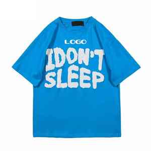 T-shirts en coton et polyester légers en gros, impression en relief, confortables, respirants, séchage rapide, impression en relief pour hommes - Product Image 4