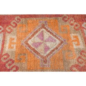 Alfombra Vintage de 2.7x11.2 pies, Alfombra Turca, Alfombra de Lana con Bordes Rojo Anaranjado - Product Image 4