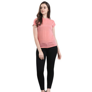 Camiseta básica informal de moda de verano suave y transpirable de manga corta con cuello de pico de algodón ajustada para mujer - Product Image 4