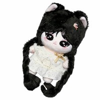 Peluche personnalisée Kawaii, figurine chat noir et blanc à oreilles de chat, yeux étoilés, jouet doux pour cadeau ou présentation