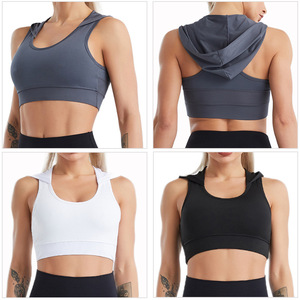 Combinaison de yoga à capuche pour femmes, été, maille respirante, séchage rapide, débardeur, soutien-gorge de sport nude pour la course à pied - Product Image 3