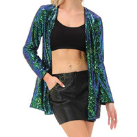 Nouvelle veste matelassée respirante en toile à sequins pour femme - Blazer ouvert sur le devant, cardigan décontracté à manches longues avec doublure en soie