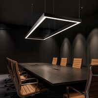 Suspension carrée LED linéaire pour salle de réunion exécutive, 2400 mm, en aluminium