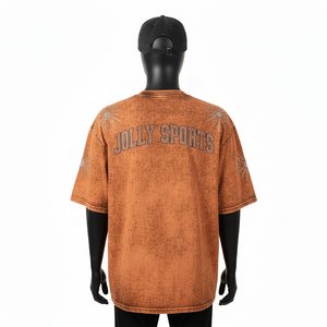 Camiseta 100% algodón para hombre, corte holgado, estampada, camiseta prémium con lavado ácido, jersey de algodón grueso, diseño vintage con logotipo personalizado - Product Image 2