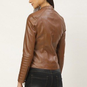 Nueva Chaqueta de Cuero para Mujer con Cierre Frontal, Manga Larga, Estilo Moderno, Prenda Exterior Perfecta para el Uso Diario en Otoño - Product Image 3