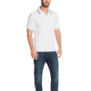 Wholesale Men Solid <b>Black</b> <b>Polo</b> Shirt Contrast Piping Collar Classic Fit Casual <b>Top</b> - Product Image 2