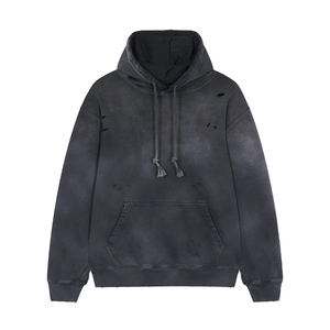 Premium Quality 100%cotton Tech <b>Fleece</b> Unisex Hoodie <b>Sweater</b> Training Wear High Street Vintage Distressed Hoodies Custom logo - Product Image 1