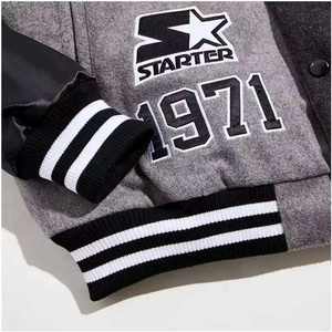 La mejor chaqueta universitaria de punto de invierno de calidad superior Logotipo personalizado Lona frontal Tendencia Moda Streetwear Estilo Bomber Jacket - Product Image 4