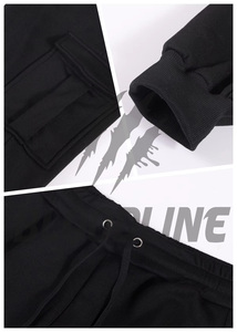 Bloodline International Unisex Gray Canvas Cargo Sweatpants <b>Elastic</b> <b>Waist</b> Drawstring Multiple Pockets Formal Style Quick Dry - Product Image 5