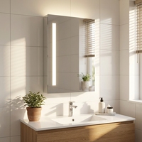 Armoire de salle de bain murale à une seule porte avec miroir, armoire à pharmacie moderne intelligente à LED avec rangement