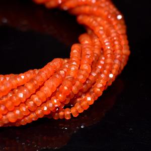 Perles rondes à facettes en cornaline naturelle de 4mm brins de pierres précieuses orange en vrac pour la fabrication de bijoux au prix de gros cristal en vrac - Product Image 6