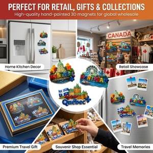 Vente en gros de souvenirs de réfrigérateur Art Déco 3D en résine peinte à la main, ODM, en polyrésine de qualité supérieure, forme personnalisée, touristiques, pour le <span class=keywords><strong>Canada</strong></span>, le Québec et Montréal - Product Image 3