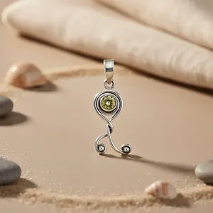 925 <b>Sterling</b> <b>Silver</b> Citrine Pendant with Rose Gold Finish Handmade Gemstone Jewelry for Women Rhodium Plated Charm Pendant - Product Image 3