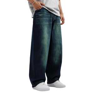Streetwear Stack Denim Pants Cotton Baggy Stacked Jeans <b>Men</b> Long Straight Pants Washed Wide Leg <b>Trousers</b> for <b>Men's</b> Baggy Jeans - Product Image 6