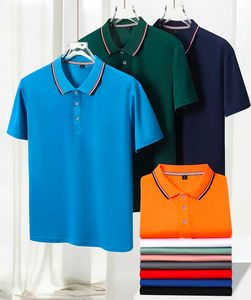 Polo de Golf a rayas de verano Premium para hombre, camisa informal de manga corta con solapa para verano, ropa de oficina al aire libre, Color sólido - Product Image 1