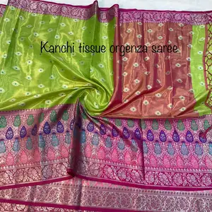 Bruiloft Haldi Rasam Speciale Gele Kleur Kanchipuram Kanchi Weefsel Zijde Zuid Indiase Hot Selling Saree