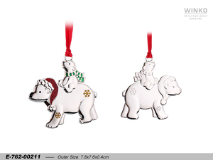 Adorno Navideño Colgante Winko XMAS ORN, Oso Polar y Cachorro, Plateado/Lacado - Product Image 1