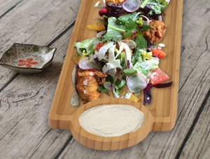 Bandejas Samosa Mono hechas a medida, cuenco de inmersión, bandeja para aperitivos adjunta, dos compartimentos, bandeja para servir de madera de acacia, plato - Product Image 6