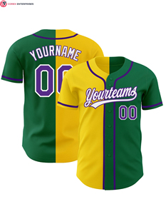 Hot Sale Authentic Sportswear Custom Kelly <b>Green</b> <b>Black</b>-Yellow Authentic Split Fashion Sublimation Baseball Jersey - Product Image 5