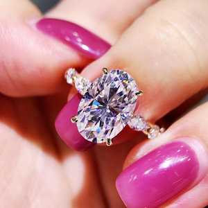 แหวนเพชรโมอิสซาไนต์ทรงวงรีทรง925สำหรับเรือนพลอยทำมือขนาดใหญ่ได้รับการรับรองคุณภาพยอดเยี่ยม - Product Image 5