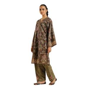 Tenue Shalwar Charizma Moderne et Élégante en Soie Georgette pour Femmes, Style Ethnique Pakistanais, pour Mariage, Fête, Coupe Ajustée - Product Image 1