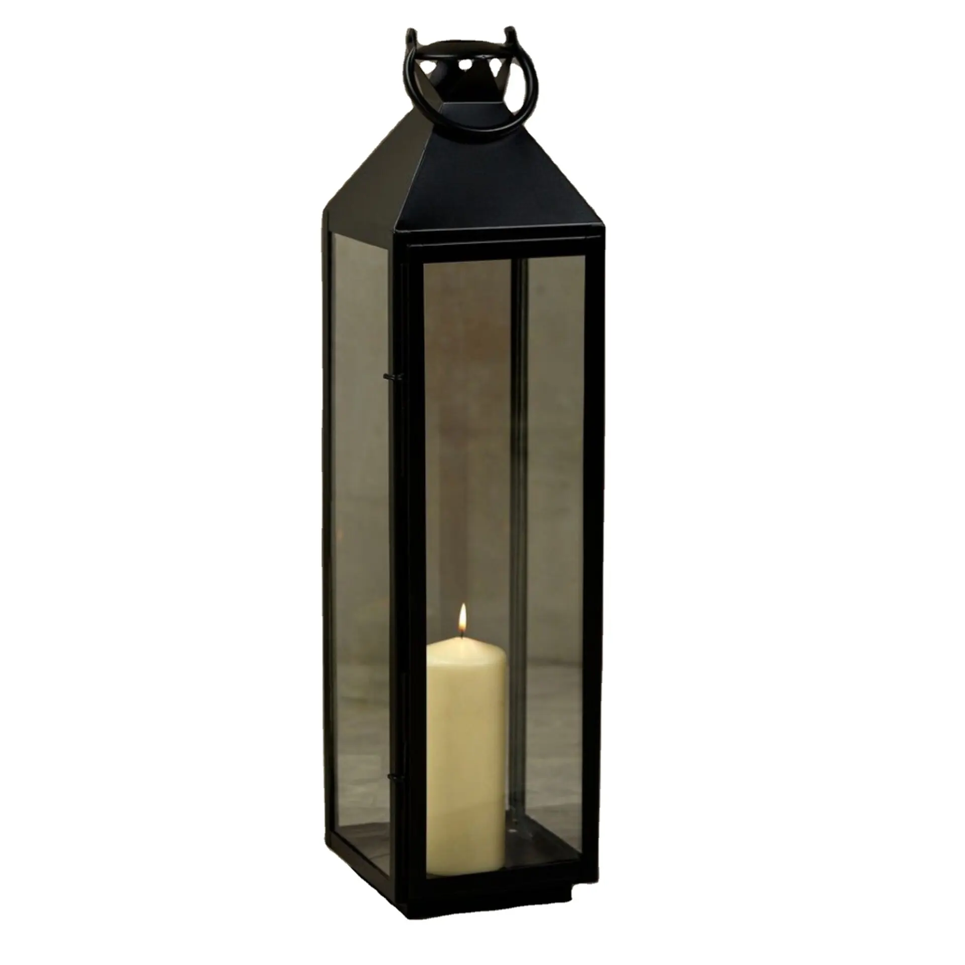 Большие винтажные свечи-фонари с матовым черным антикварным простым дизайном, лучший садовый декор, Большая Металлическая Свеча-фонарь