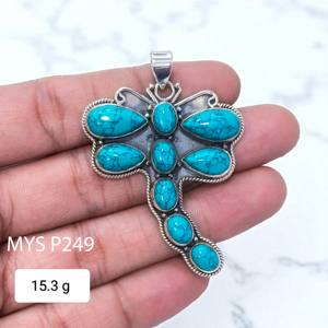 Colgantes de Plata de Ley 925 con Turquesa y Acabado Pulido - Product Image 1