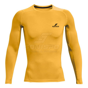Camiseta de Compresión de Manga Larga para Hombre SONISPO SPORTS FITNESS, Color Sólido, Secado Rápido, Transpirable, Corte Regular, Cuello Redondo, Tejido de Punto - Product Image 1
