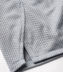 Grey Mesh <b>Shorts</b> for <b>Men</b> Regular Fit Gym Workout Style with Drawstring Elastic Waistband Side Pockets Polyester Fabric <b>Shorts</b> - Product Image 5