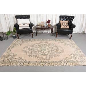 พรมขนสัตว์สีเบจแบบดั้งเดิม5x8.6ft งานเย็บปะสี่เหลี่ยมผืนผ้าตุรกีสำหรับทางเข้าบ้านห้องนั่งเล่น - Product Image 2