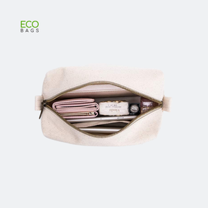 Fábrica de Vietnam, alta calidad, lona de algodón 100%, estuche de cosméticos Vintage ecológico, cremallera reutilizable de viaje impresa, Envío listo - Product Image 6