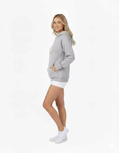 Women's Oversized Hooded <b>Hoodies</b> Loose Fit <b>Velour</b> Front Logo Soft Warm 100% Cotton Casual Daily Street Wear Winter OEM Design - Product Image 6