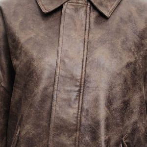 Chaqueta de Cuero Genuino y Lona para Mujer, Diseño Moderno, Alta Calidad, Manga Larga, Logotipo Personalizado, Transpirable, Secado Rápido, Tejido Informal - Product Image 3