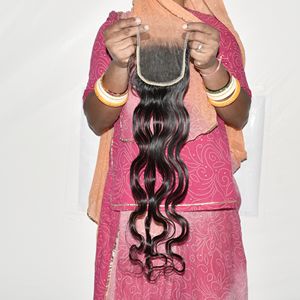 Extensiones de Cabello Humano Remy con Cutícula Alineada, Cierre HD 4x4, Cabello Indio al por Mayor, 100% Templo, Proceso de Doble Trama a Máquina, Sin Color - Product Image 1