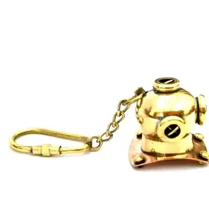 Top Supplier Antique Brass Helmet <b>Keychain</b> Nautical Design Metal Ornament for <b>Personalized</b> Hanging Decoration - Product Image 1