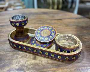 Brûleur d'encens artisanal écologique de style arabe islamique avec incrustation de pierres précieuses, pot de rangement pour Bakhoor parfumé à usage religieux - Product Image 4