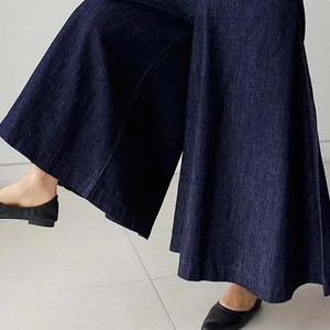 Pantalones y pantalones de mujer de alta calidad Piernas anchas Palazzo Blue Denim Slim Fit Vintage Casual Moda Ventas completas - Product Image 1