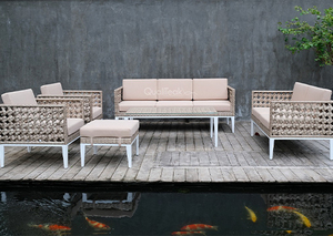 Outdoor <b>Rattan</b> <b>Sofa</b> Set UV Resistant PE Wicker Garden Furniture Waterproof Contemporary Design with High Density Foam Cushions - Product Image 2
