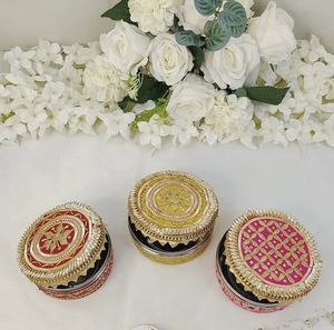 Gota patti Design laddu กล่องเหล็กสำหรับเทศกาลของขวัญเพื่อนเจ้าสาวของขวัญแต่งงาน hampers ของขวัญแต่งงานทารกของขวัญแจกฟรี - Product Image 5