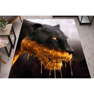 Alfombra con Detalles Dorados de Pantera Negra: Alfombra Moderna con Estampado Animal, Alfombra de Chenilla - Product Image 1