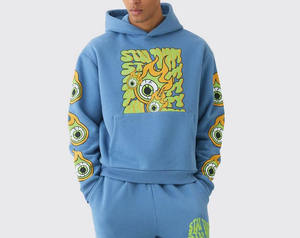 ชุดวอร์มทรงหลวมสำหรับผู้ชายชุดวอร์มผ้าฝ้ายโพลีเอสเตอร์คุณภาพสูงใส่สบายโอเวอร์ไซส์พิมพ์ลายพัฟ - Product Image 2