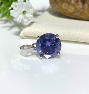 Pendentif Solitaire Tanzanite Rond Collier Vintage en Argent Sterling 925 Fait à la Main avec Pierres Précieuses - Product Image 2