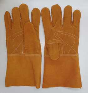Gants de soudage en cuir de vache fendu robustes manchette courte XL EN388 Standard longue sécurité ignifuge anti-impact résistant à la chaleur - Product Image 2