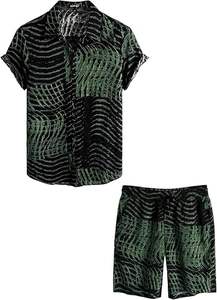 Custom <b>Men's</b> Summer Beach Cotton <b>Linen</b> Shirt and <b>Shorts</b> 2-piece Suit <b>Men's</b> <b>Linen</b> Pants Knitted Fabric Casual Embossed - Product Image 4